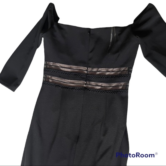 JS collection off the shoulder 3/4 sleeves maxi dress black nude color size,8 - Picture 6 of 7